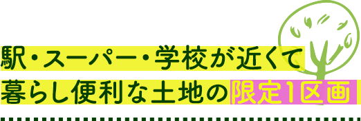 駅・スーパー・学校が近くて 暮らし便利な土地の限定1区画