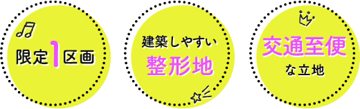 限定一区画•建築しやすい整形地•交通至便な立地