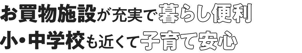 お買物施設が充実で暮らし便利、小・中学校も近くて子育て安心